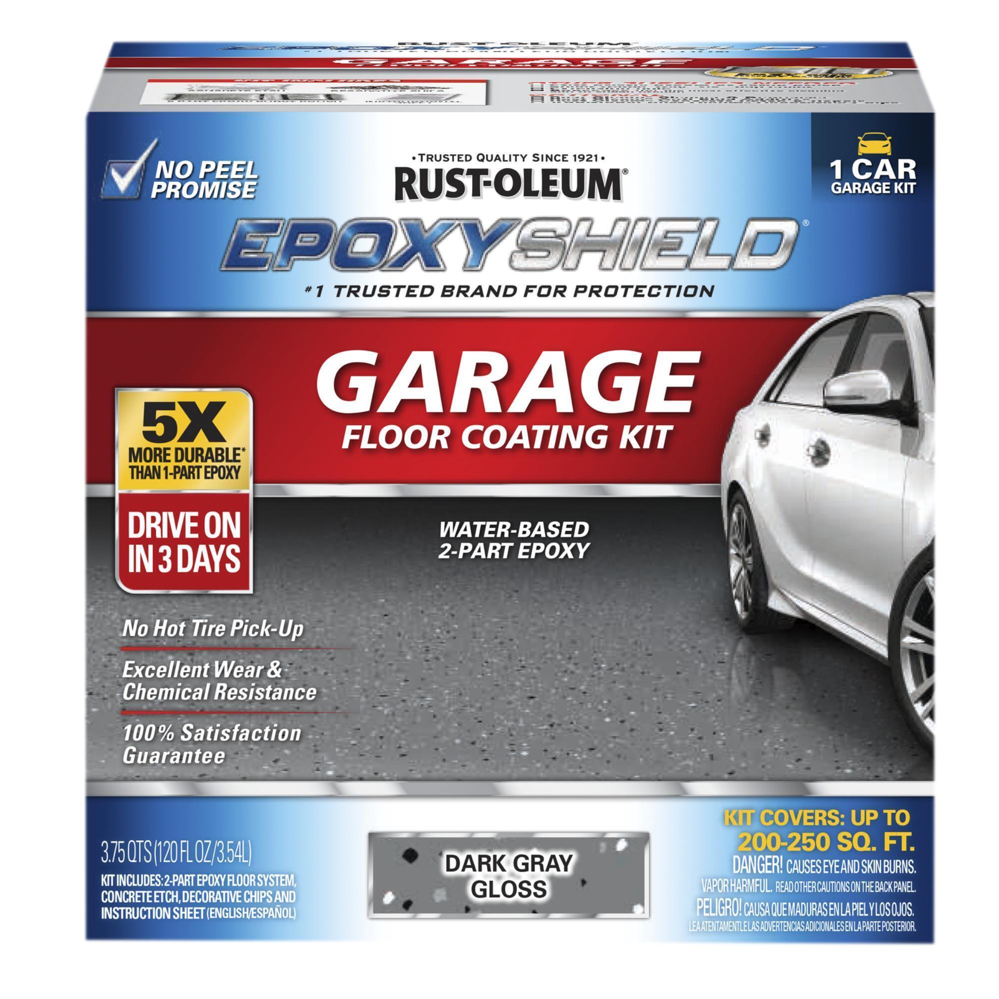 Rust-Oleum EpoxyShield 1-Car Garage Floor Coating Kit, Dark Gray, Gloss, Model# 327081